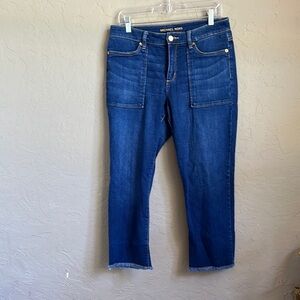 Michael Kors‎ cropped fringe hem front pocket dark was jeans size 10